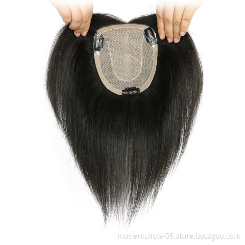 Natural Wave Silk Base Hair Topper,  Remy Human Hair Pieces for Women's Toupee Thin Hair or Scar 10x12cm Hand Tied Size